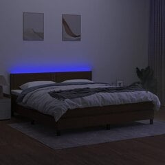 vidaXL Lova su spyruoklėmis/čiužiniu/LED, ruda, 180x200 cm, audinys kaina ir informacija | Lovos | pigu.lt