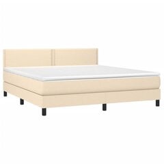 Кровать vidaXL с пружинами/матрас/LED, ткань, 180x200 см, кремовый цвет цена и информация | Кровати | pigu.lt