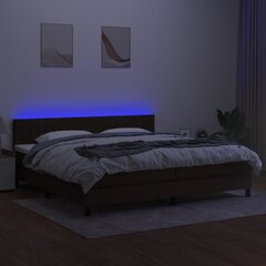 vidaXL Lova su spyruoklėmis/čiužiniu/LED, ruda, 200x200 cm, audinys kaina ir informacija | Lovos | pigu.lt
