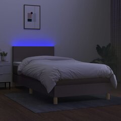 Lova su spyruoklėmis/čiužiniu/LED, taupe, 90x190 cm kaina ir informacija | Lovos | pigu.lt