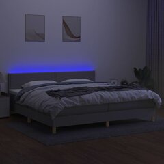 vidaXL Lova su spyruoklėmis/čiužiniu/LED, pilka, 200x200 cm, audinys kaina ir informacija | Lovos | pigu.lt