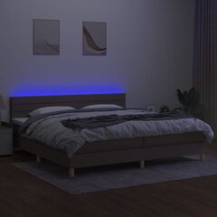 vidaXL Lova su spyruoklėmis/čiužiniu/LED, taupe, 200x200 cm, audinys kaina ir informacija | Lovos | pigu.lt