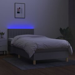 vidaXL Lova su spyruoklėmis/čiužiniu/LED, pilka, 100x200 cm, audinys цена и информация | Кровати | pigu.lt