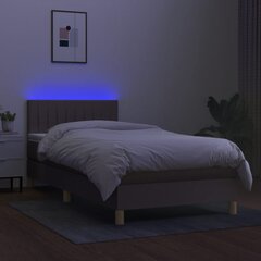 vidaXL Lova su spyruoklėmis/čiužiniu/LED, taupe, 100x200 cm, audinys цена и информация | Кровати | pigu.lt