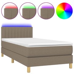 vidaXL Lova su spyruoklėmis/čiužiniu/LED, taupe, 100x200 cm, audinys цена и информация | Кровати | pigu.lt