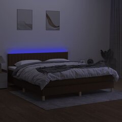 vidaXL Lova su spyruoklėmis/čiužiniu/LED, ruda, 160x200 cm, audinys kaina ir informacija | Lovos | pigu.lt