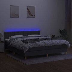 Кровать vidaXL с пружинами/матрас/LED, ткань, 180x200 см, серая цена и информация | Кровати | pigu.lt