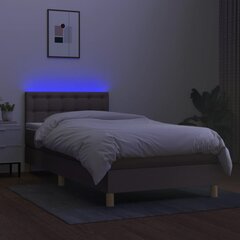 Lova su spyruoklėmis/čiužiniu/LED, taupe, 90x190 cm kaina ir informacija | Lovos | pigu.lt