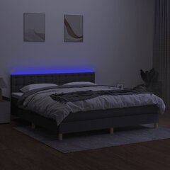 Кровать vidaXL с пружинами/матрас/LED, ткань, 180x200 см, серая цена и информация | Кровати | pigu.lt