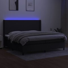 vidaXL Lova su spyruoklėmis/čiužiniu/LED, juoda, 200x200 cm, audinys цена и информация | Кровати | pigu.lt