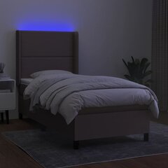 Lova su spyruoklėmis/čiužiniu/LED, taupe, 90x200 cm цена и информация | Кровати | pigu.lt