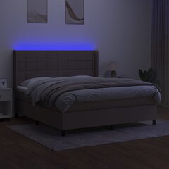 Lova su spyruoklėmis/čiužiniu/LED, taupe, 180x200 cm цена и информация | Кровати | pigu.lt