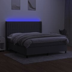 vidaXL Lova su spyruoklėmis/čiužiniu/LED, pilka, 160x200 cm, audinys цена и информация | Кровати | pigu.lt