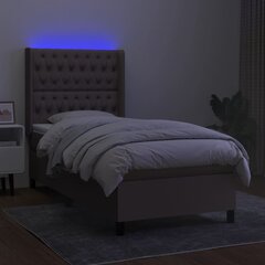 Lova su spyruoklėmis/čiužiniu/LED, taupe, 90x190 cm kaina ir informacija | Lovos | pigu.lt