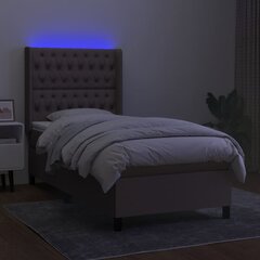 Lova su spyruoklėmis/čiužiniu/LED, taupe, 90x200 cm цена и информация | Кровати | pigu.lt