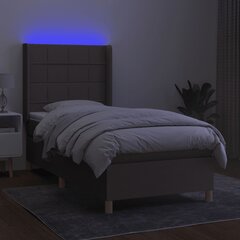 Lova su spyruoklėmis/čiužiniu/LED, taupe, 90x190 cm kaina ir informacija | Lovos | pigu.lt