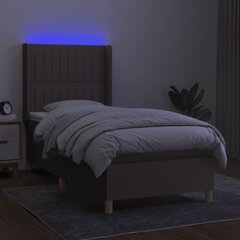 Lova su spyruoklėmis/čiužiniu/LED, taupe, 90x190 cm цена и информация | Кровати | pigu.lt