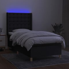 vidaXL Lova su spyruoklėmis/čiužiniu/LED, juoda, 100x200 cm, audinys kaina ir informacija | Lovos | pigu.lt