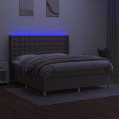 vidaXL Lova su spyruoklėmis/čiužiniu/LED, taupe, 160x200 cm, audinys цена и информация | Кровати | pigu.lt