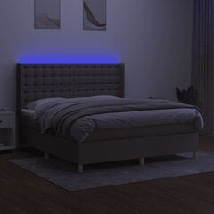 vidaXL Lova su spyruoklėmis/čiužiniu/LED, taupe, 180x200 cm, audinys kaina ir informacija | Lovos | pigu.lt