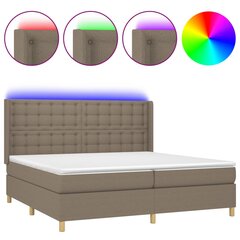 vidaXL Lova su spyruoklėmis/čiužiniu/LED, taupe, 200x200 cm, audinys цена и информация | Кровати | pigu.lt