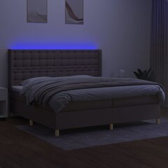 vidaXL Lova su spyruoklėmis/čiužiniu/LED, taupe, 200x200 cm, audinys цена и информация | Кровати | pigu.lt