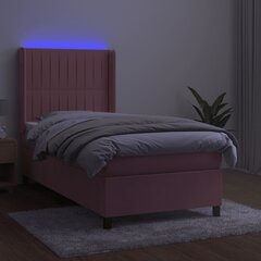 vidaXL Lova su spyruoklėmis/čiužiniu/LED, rožinė, 80x200cm, aksomas kaina ir informacija | Lovos | pigu.lt