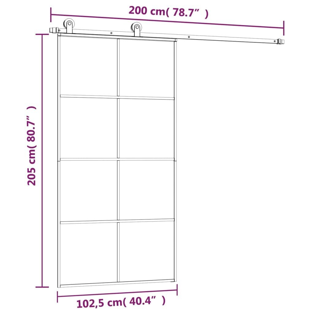 Stumdomos durys su įrangos rinkiniu, VidaXl, 102,5x205cm, ESG/aliuminis Juoda kaina ir informacija | Vidaus durys | pigu.lt