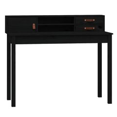 Rašomasis stalas, juodas, 110x50x93cm, pušies medienos masyvas цена и информация | Компьютерные, письменные столы | pigu.lt