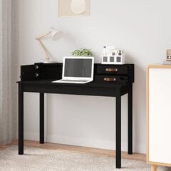 Rašomasis stalas, juodas, 110x50x93cm, pušies medienos masyvas kaina ir informacija | Kompiuteriniai, rašomieji stalai | pigu.lt