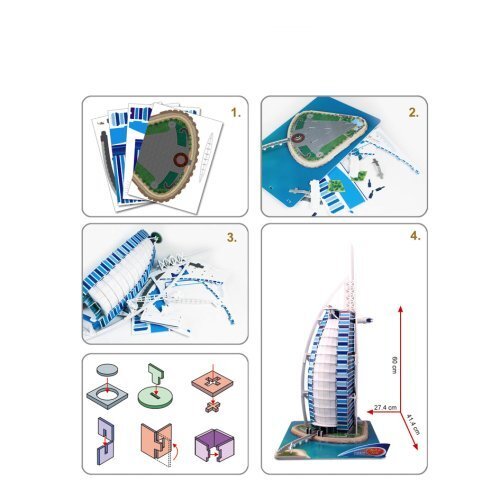 3D dėlionė CubicFun „Viešbutis Burj al-Arab“, 101 detalė kaina ir informacija | Dėlionės (puzzle) | pigu.lt