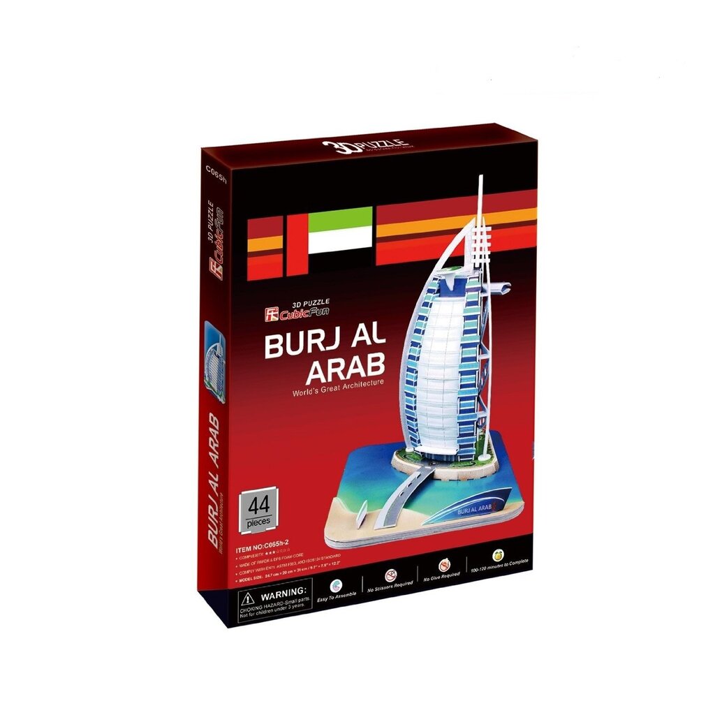 3D dėlionė CubicFun „Viešbutis Burj al-Arab“, 44 detalės kaina ir informacija | Dėlionės (puzzle) | pigu.lt