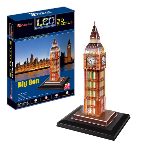 3D dėlionė CubiFun „Big Benas“ (LED), 28 detalės цена и информация | Dėlionės (puzzle) | pigu.lt