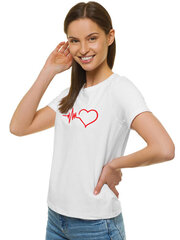 Marškinėliai moterims Heartbeat, balti kaina ir informacija | Marškinėliai moterims | pigu.lt