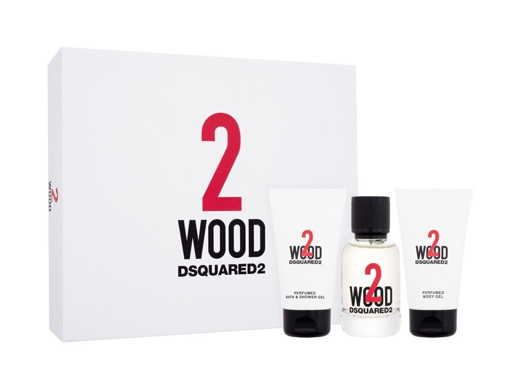 Rinkinys Dsquared2 Wood Pour Homme vyrams: tualetinis vanduo, 50 ml + dušo želė, 50 ml + kūno kremas, 50 ml kaina ir informacija | Kvepalai vyrams | pigu.lt