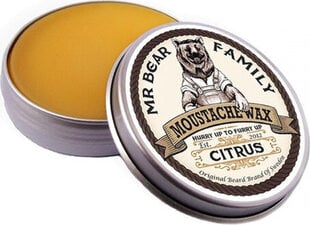 Barzdos ir ūsų vaškas Mr Bear Family Moustache Wax Citrus, 30ml kaina ir informacija | Plaukų formavimo priemonės | pigu.lt