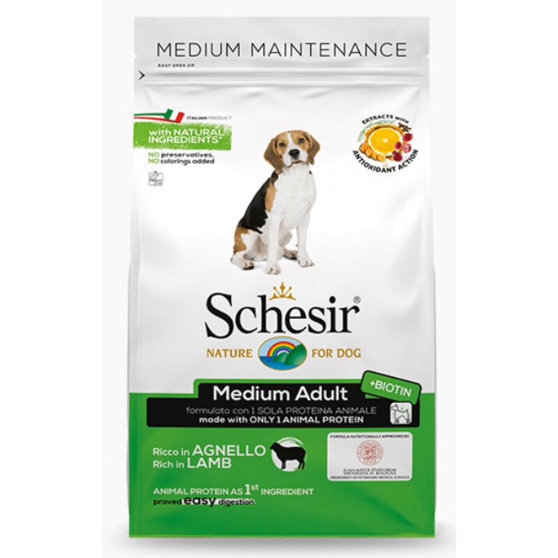 Schesir Medium Adult Lamb, 3 kg - sausas ėdalas su ėriena suaugusiems vidutinių veislių šunims, Z 020086 kaina ir informacija | Sausas maistas šunims | pigu.lt