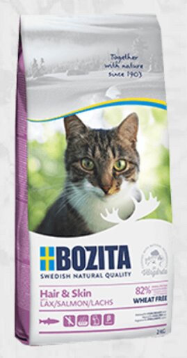 Bozita Wheat Free Hair & Skin Salmon, 10kg - sausas maistas be kviečių su lašiša katėms, plaukams ir odai, Z 010099 kaina ir informacija | Sausas maistas katėms | pigu.lt