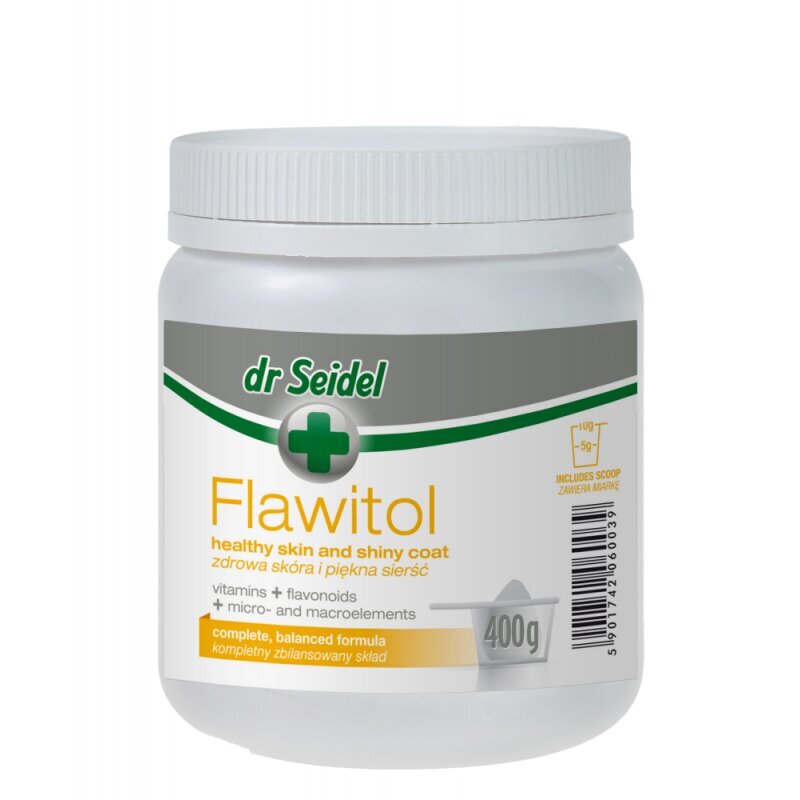 Dr.Seidel Flawitol oda ir blizganti kailis, 200tbl/320g - šunims, Z 290031 цена и информация | Vitaminai, papildai, antiparazitinės priemonės šunims | pigu.lt