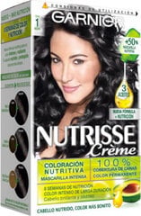 Plaukų dažai Garnier Nutrisse Crème Nourishing Color 1 Black kaina ir informacija | Plaukų dažai | pigu.lt
