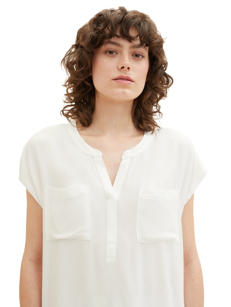 Tom Tailor moteriška palaidinė, balta kaina ir informacija | Palaidinės, marškiniai moterims | pigu.lt