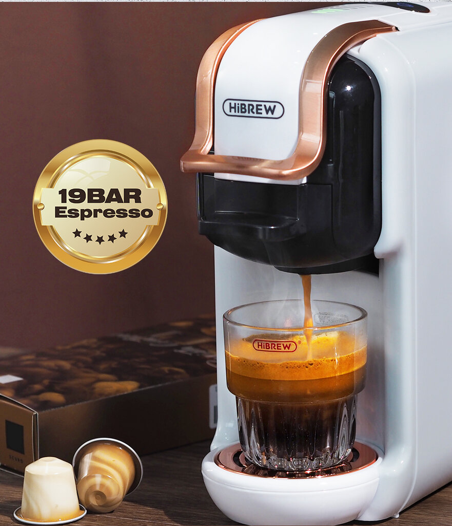 Капсульная kофемашина 5-in-1 capsule coffee maker HiBREW H2B (white), Без  взбивания молока цена | pigu.lt