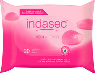 Intymios higienos drėgnos servetėlės Indasec Clean And Fresh Intimate Wipes, 20 vnt. цена и информация | Средства для интимной гигиены | pigu.lt