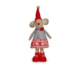 Декоративная фигура Мышь 48 cm Рождество Красный Серый полиэстер Белый Кремовый цена и информация | Рождественское украшение CA1031, 10 см | pigu.lt