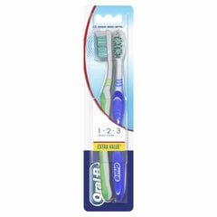 Vidutinio kietumo dantų šepetėlis Oral-B Shiny Clean Toothbrush, 2 vnt. цена и информация | Зубные щетки, пасты | pigu.lt