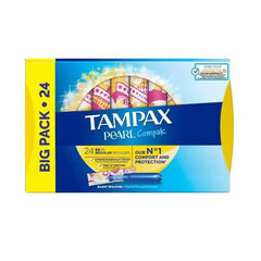 Обычная упаковка Tampax Pearl Compak из 24 шт. цена и информация | Тампоны, гигиенические прокладки для критических дней, ежедневные прокладки | pigu.lt