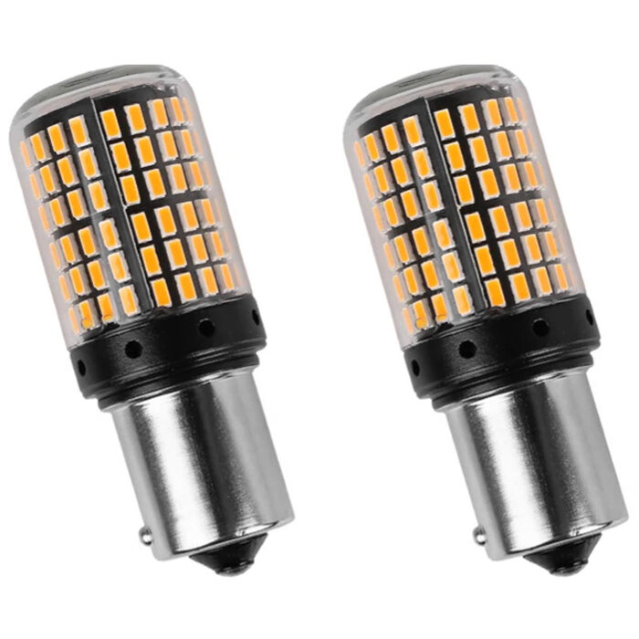 Dviejų aukštos kokybės oranžinių PY21W lempučių rinkinys цена и информация | Automobilių lemputės | pigu.lt
