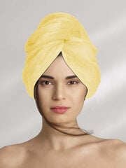Plaukų rankšluostis turbanas, geltonas kaina ir informacija | Rankšluosčiai | pigu.lt