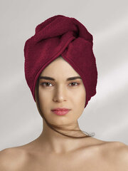 Plaukų rankšluostis turbanas, tamsiai raudonas kaina ir informacija | Rankšluosčiai | pigu.lt