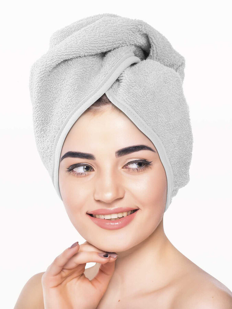 Plaukų rankšluostis turbanas, pilkas цена и информация | Rankšluosčiai | pigu.lt